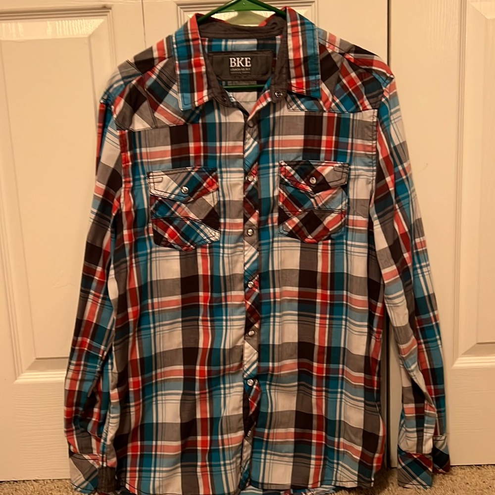 Mens BKE long sleeve pearl snap